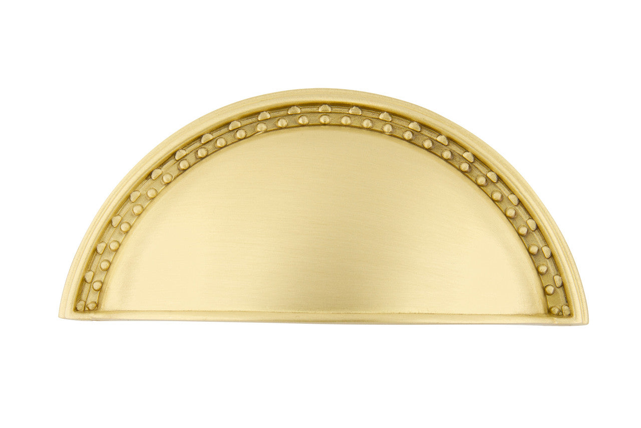 Nostalgic Warehouse 761709: 3" cc Meadows Cup Cabinet Pull - Satin Brass