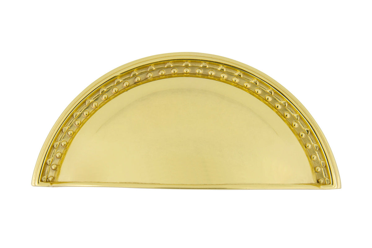 Nostalgic Warehouse 761712: 3" cc Meadows Cup Cabinet Pull - Polished Brass