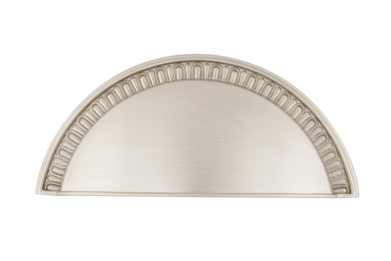 Nostalgic Warehouse 761715: 3" cc Egg & Dart Cup Cabinet Pull - Satin Nickel