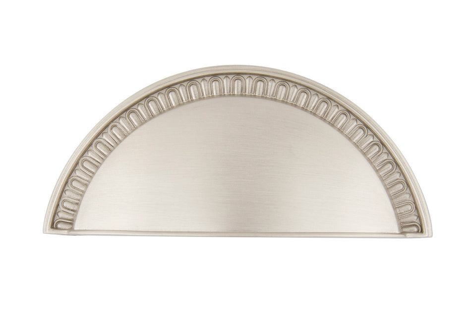 Nostalgic Warehouse 761715: 3" cc Egg & Dart Cup Cabinet Pull - Satin Nickel