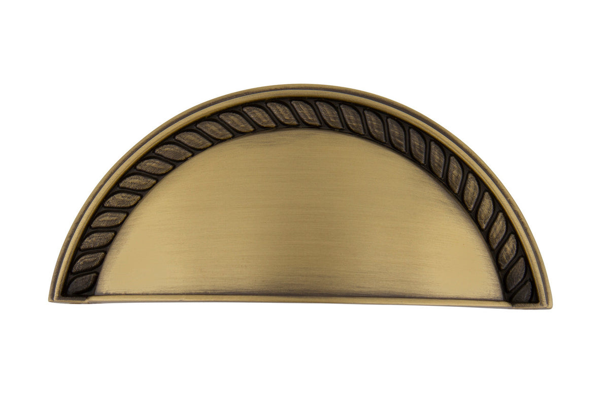 Nostalgic Warehouse 761725: 3" cc Rope Cup Cabinet Pull - Antique Brass