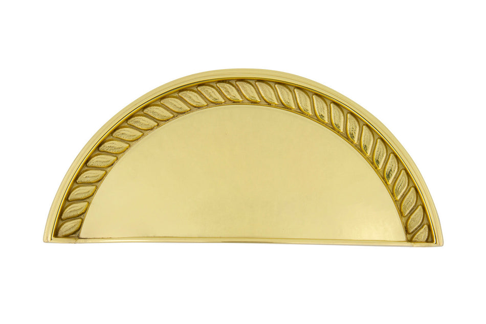 Nostalgic Warehouse 761730: 3" cc Rope Cup Cabinet Pull - Polished Brass