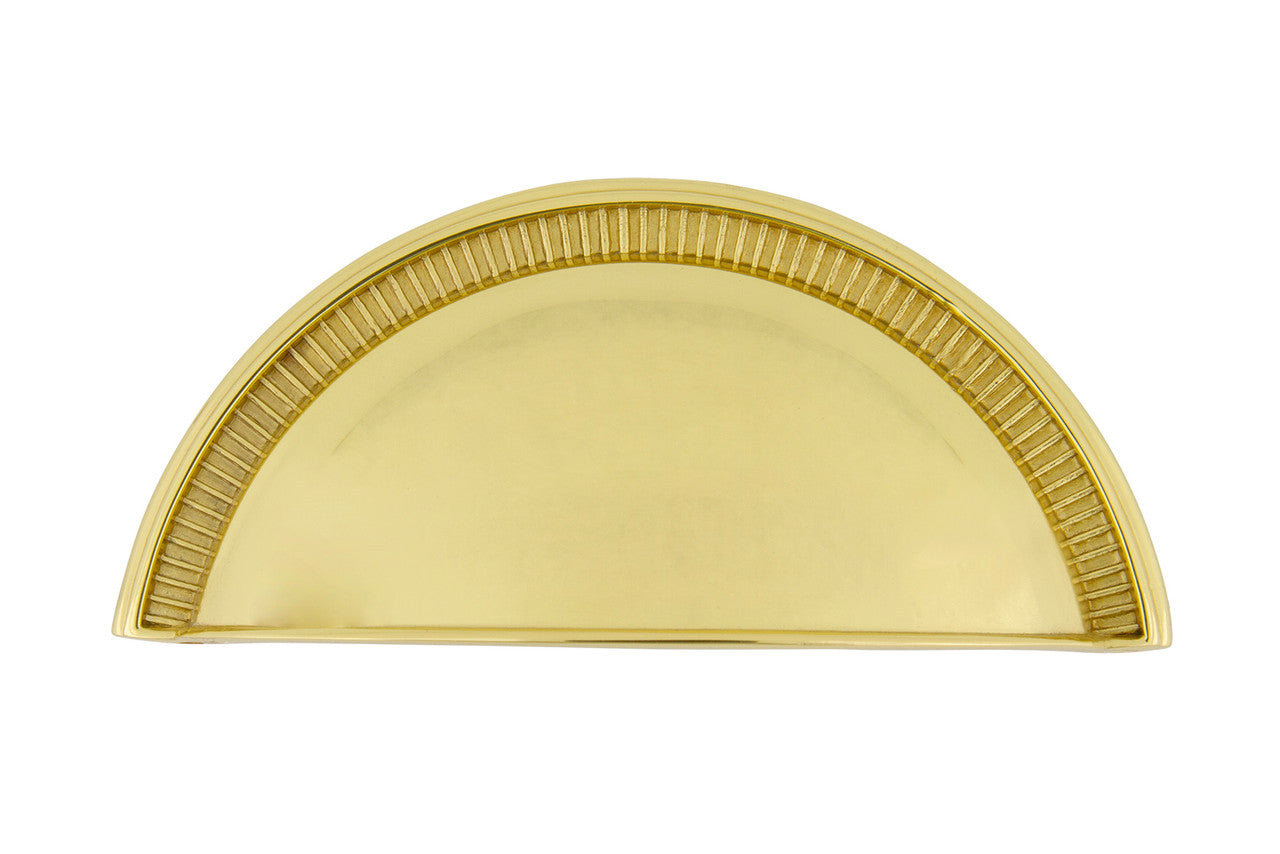 Nostalgic Warehouse 761740: 3" cc Soleil Cup Cabinet Pull - Unlacquered Brass