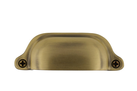 Nostalgic Warehouse 761743: 3" cc Farm Cup Cabinet Pull - Antique Brass