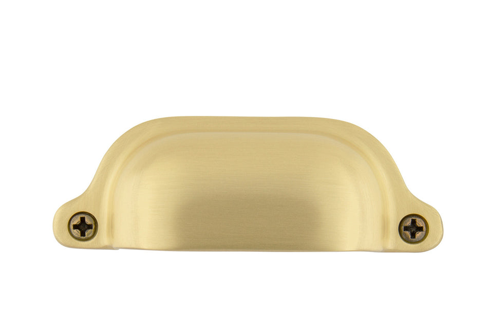 Nostalgic Warehouse 761745: 3" cc Farm Cup Cabinet Pull - Satin Brass