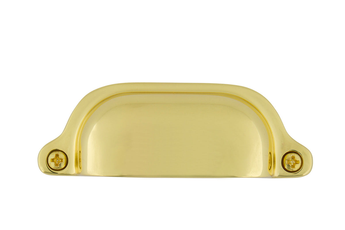 Nostalgic Warehouse 761748: 3" cc Farm Cup Cabinet Pull - Polished Brass