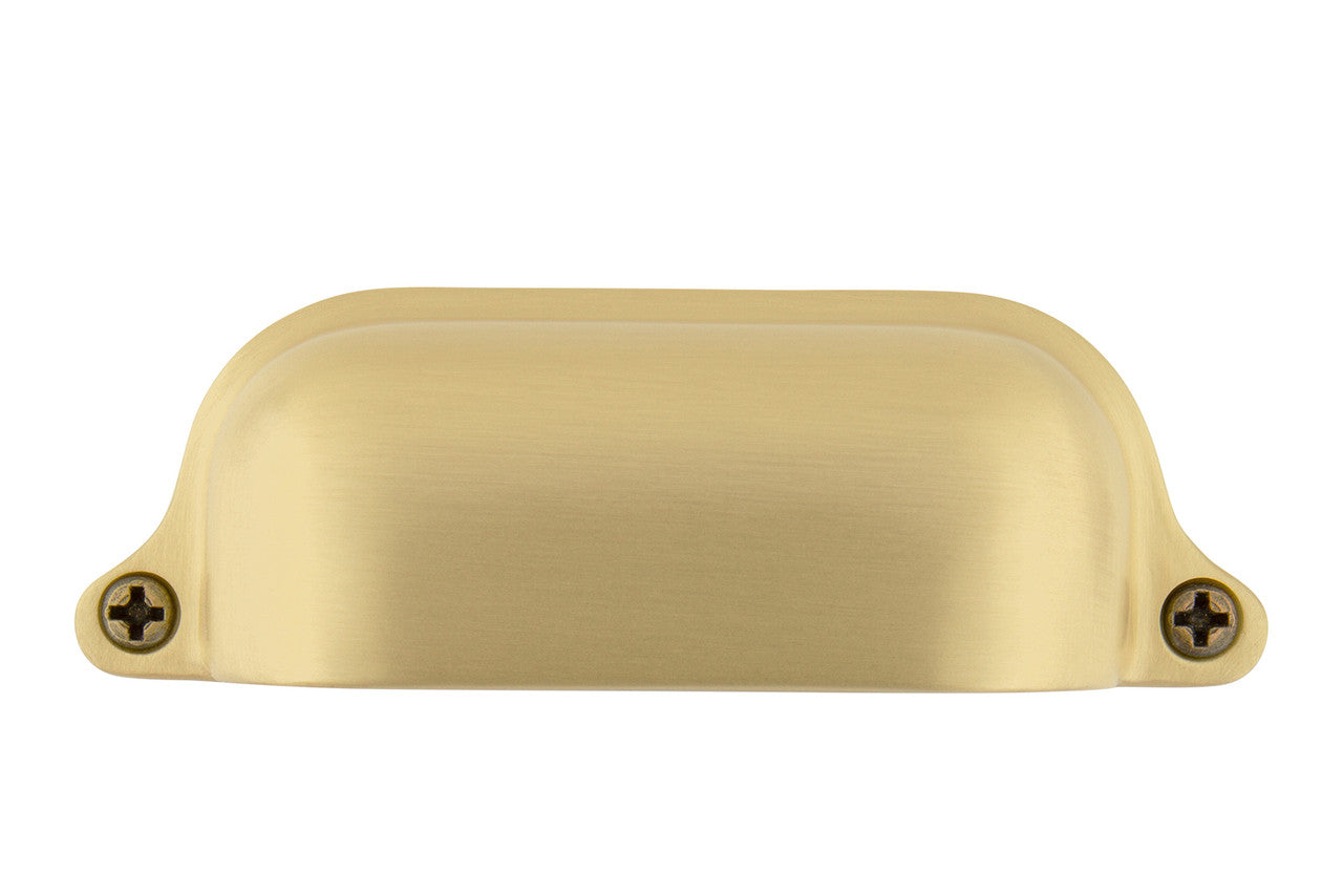 Nostalgic Warehouse 761754: 3-1/2" cc Farm Cup Cabinet Pull - Satin Brass