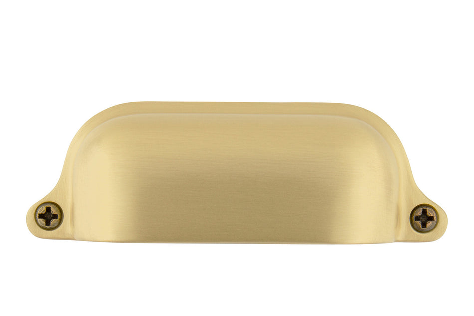 Nostalgic Warehouse 761754: 3-1/2" cc Farm Cup Cabinet Pull - Satin Brass