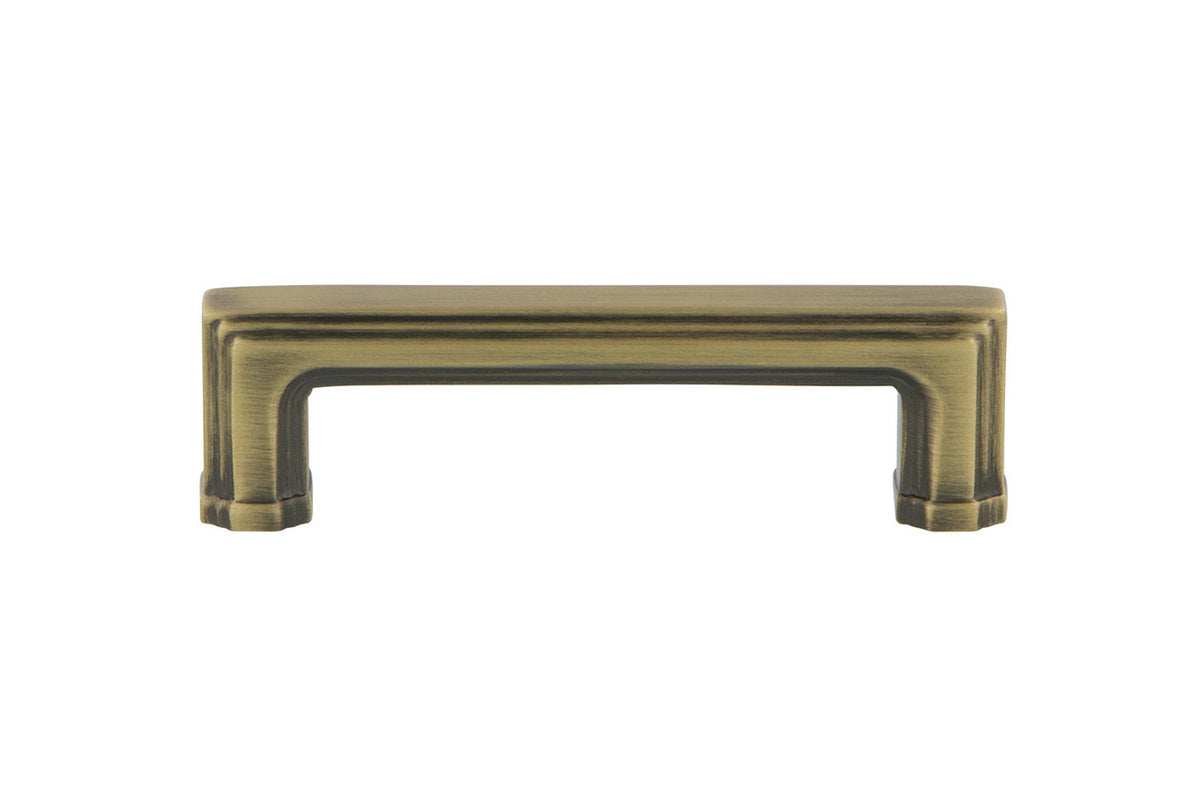 Nostalgic Warehouse 761764: 3" cc Carre' Handle Cabinet Pull - Antique Brass