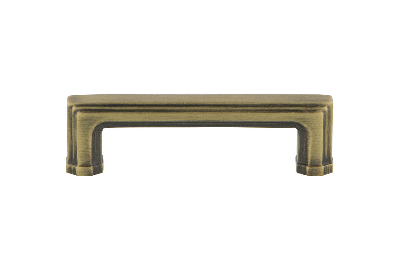 Nostalgic Warehouse 761764: 3" cc Carre' Handle Cabinet Pull - Antique Brass