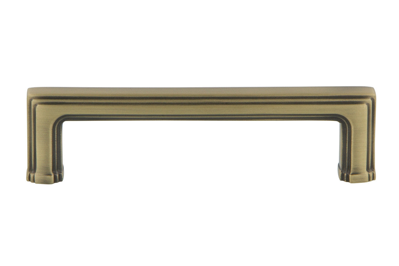Nostalgic Warehouse 761773: 4" cc Carre' Handle Cabinet Pull - Antique Brass