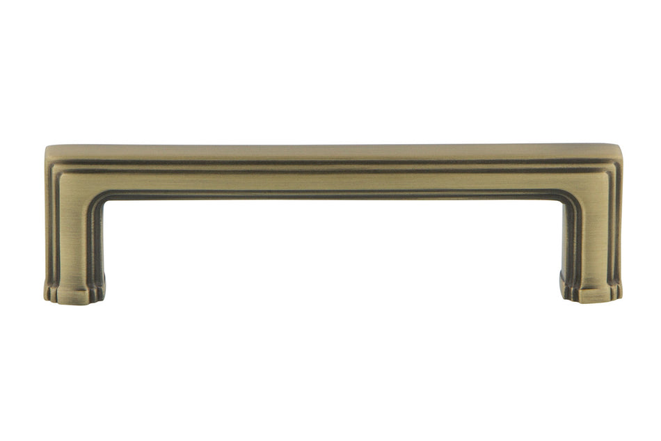 Nostalgic Warehouse 761773: 4" cc Carre' Handle Cabinet Pull - Antique Brass