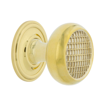 Nostalgic Warehouse 769442: 1-3/8" Craftsman Cabinet Knob w/Classic Rose - Polished Brass