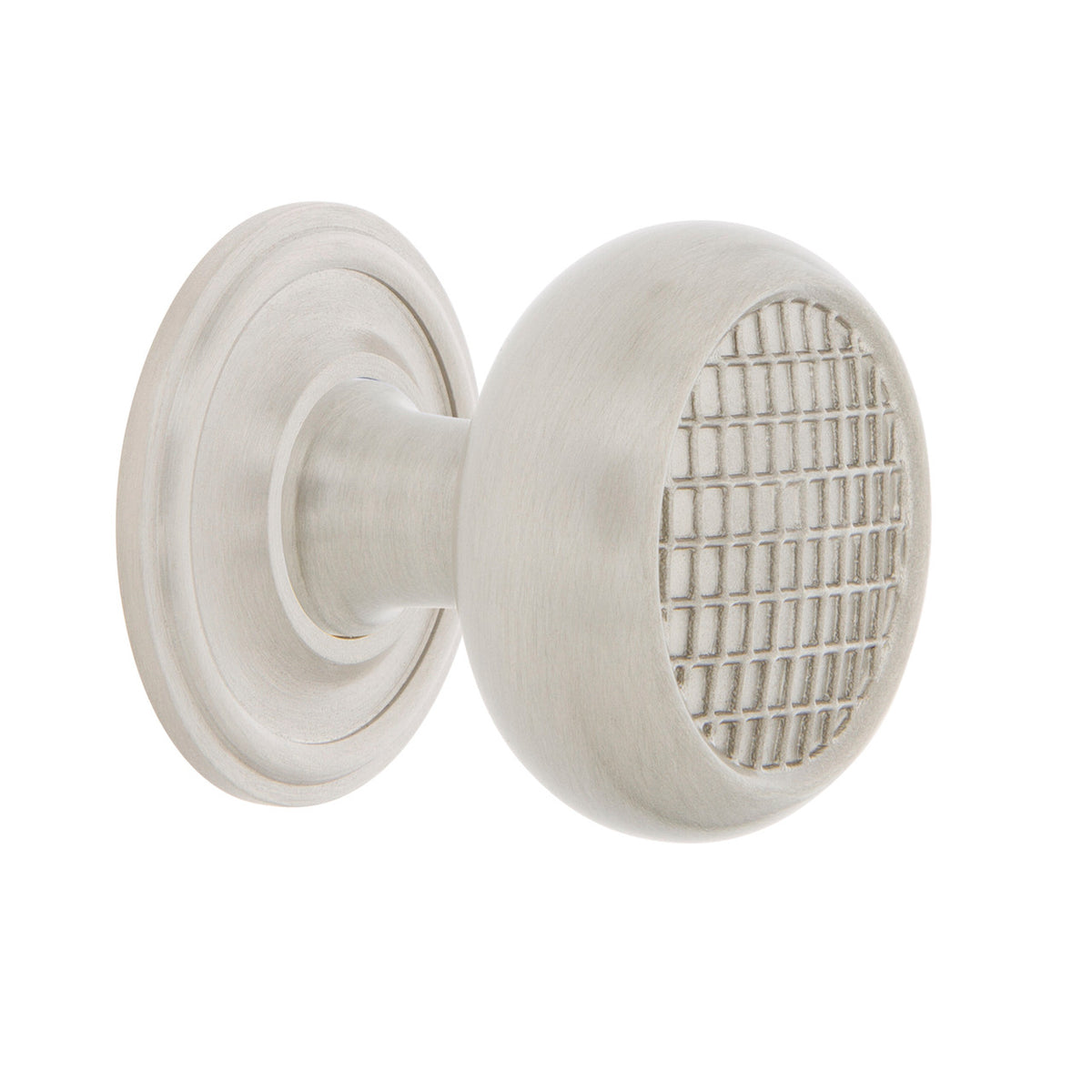 Nostalgic Warehouse 769443: 1-3/8" Craftsman Cabinet Knob w/Classic Rose - Satin Nickel