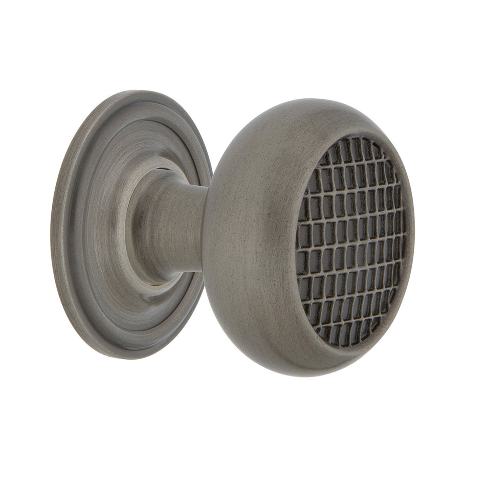 Nostalgic Warehouse 769444: 1-3/8" Craftsman Cabinet Knob w/Classic Rose - Antique Pewter