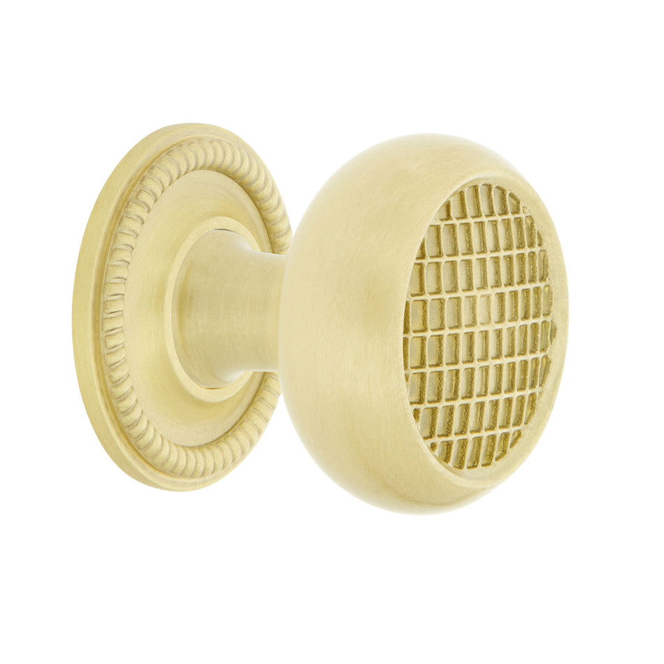 Nostalgic Warehouse 769449: 1-3/8" Craftsman Cabinet Knob w/Rope Rose - Satin Brass