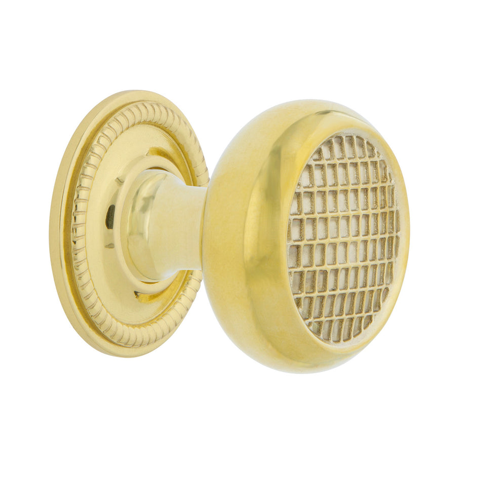 Nostalgic Warehouse 769450: 1-3/8" Craftsman Cabinet Knob w/Rope Rose - Unlacquered Brass