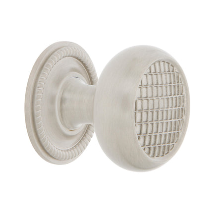 Nostalgic Warehouse 769452: 1-3/8" Craftsman Cabinet Knob w/Rope Rose - Satin Nickel