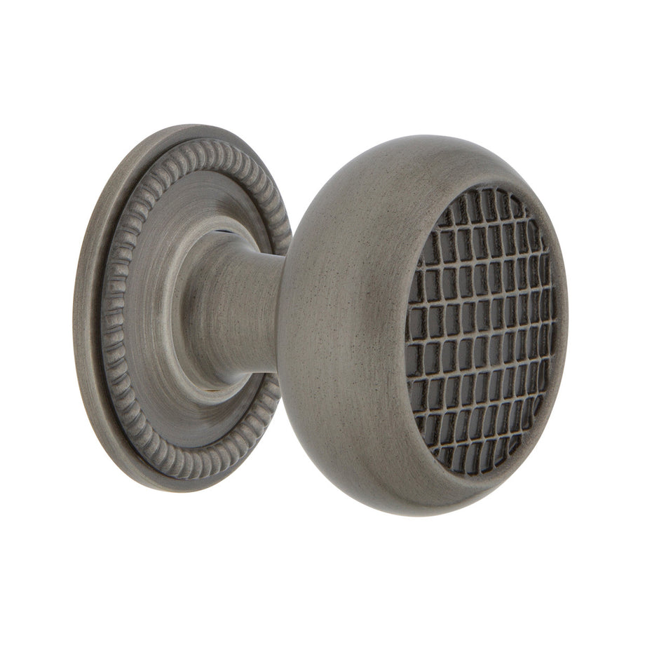 Nostalgic Warehouse 769453: 1-3/8" Craftsman Cabinet Knob w/Rope Rose - Antique Pewter