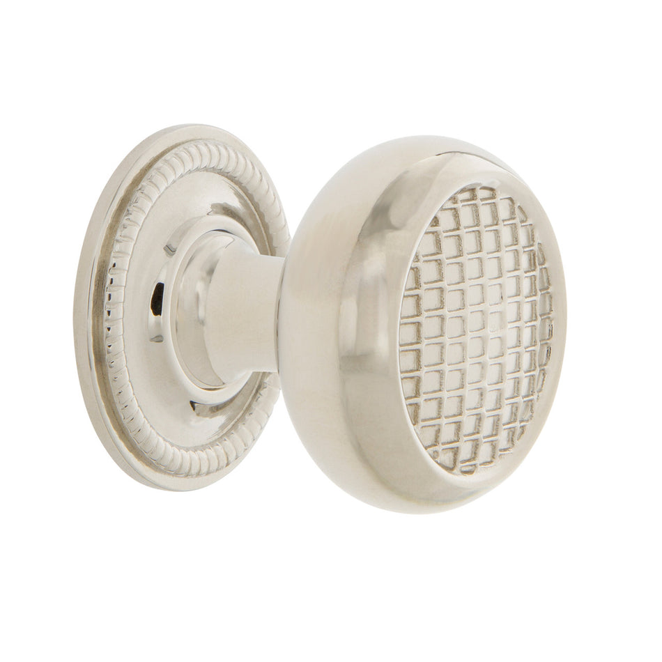 Nostalgic Warehouse 769455: 1-3/8" Craftsman Cabinet Knob w/Rope Rose - Polished Nickel