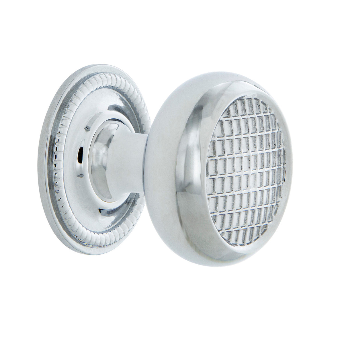 Nostalgic Warehouse 769457: 1-3/8" Craftsman Cabinet Knob w/Rope Rose - Bright Chrome
