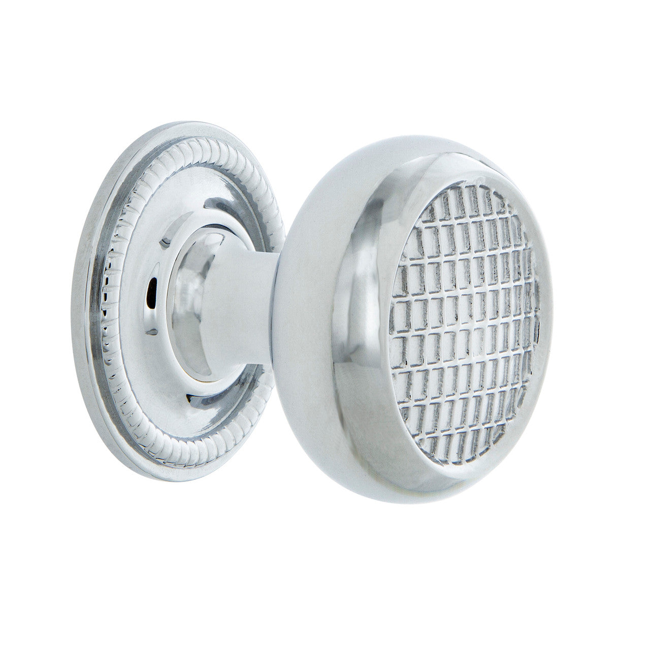 Nostalgic Warehouse 769457: 1-3/8" Craftsman Cabinet Knob w/Rope Rose - Bright Chrome