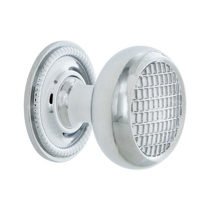 Nostalgic Warehouse 769457: 1-3/8" Craftsman Cabinet Knob w/Rope Rose - Bright Chrome