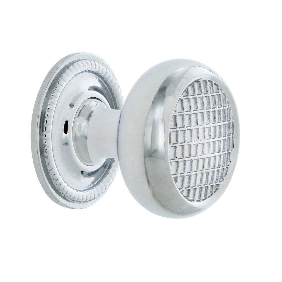 Nostalgic Warehouse 769457: 1-3/8" Craftsman Cabinet Knob w/Rope Rose - Bright Chrome