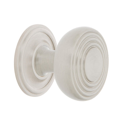 Nostalgic Warehouse 769461: 1-3/8" Deco Cabinet Knob w/Classic Rose - Satin Nickel