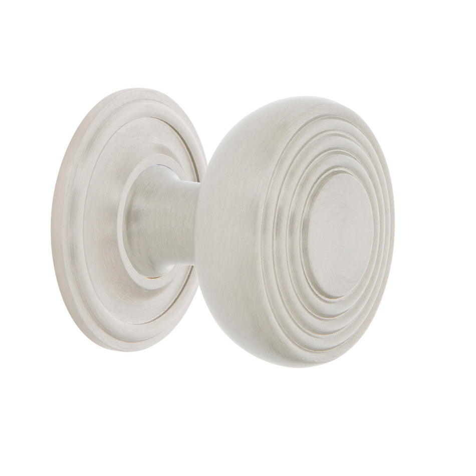 Nostalgic Warehouse 769461: 1-3/8" Deco Cabinet Knob w/Classic Rose - Satin Nickel