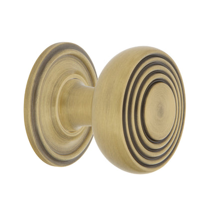 Nostalgic Warehouse 769463: 1-3/8" Deco Cabinet Knob w/Classic Rose - Antique Brass