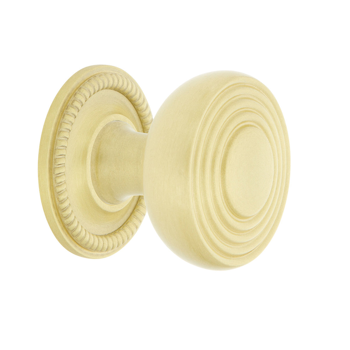 Nostalgic Warehouse 769467: 1-3/8" Deco Cabinet Knob w/Rope Rose - Satin Brass