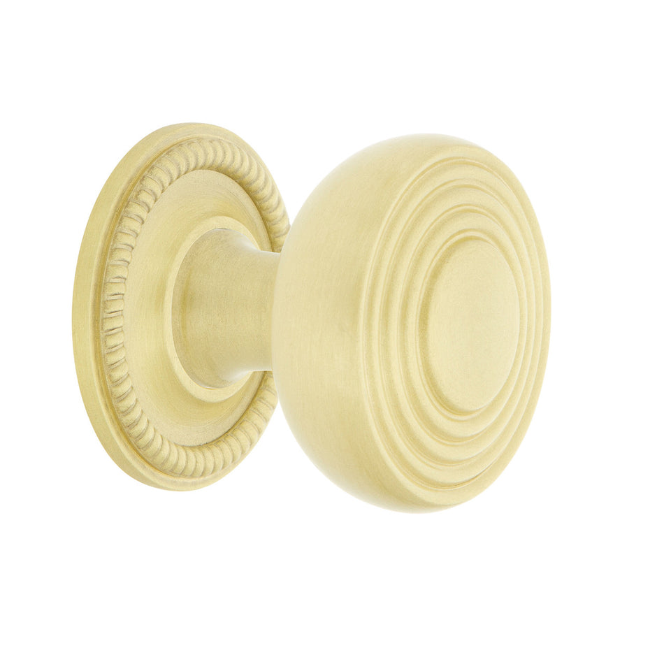 Nostalgic Warehouse 769467: 1-3/8" Deco Cabinet Knob w/Rope Rose - Satin Brass