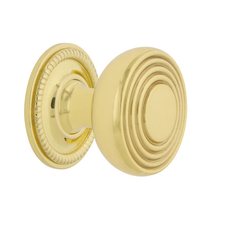 Nostalgic Warehouse 769468: 1-3/8" Deco Cabinet Knob w/Rope Rose - Polished Brass