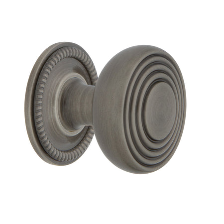 Nostalgic Warehouse 769469: 1-3/8" Deco Cabinet Knob w/Rope Rose - Antique Pewter