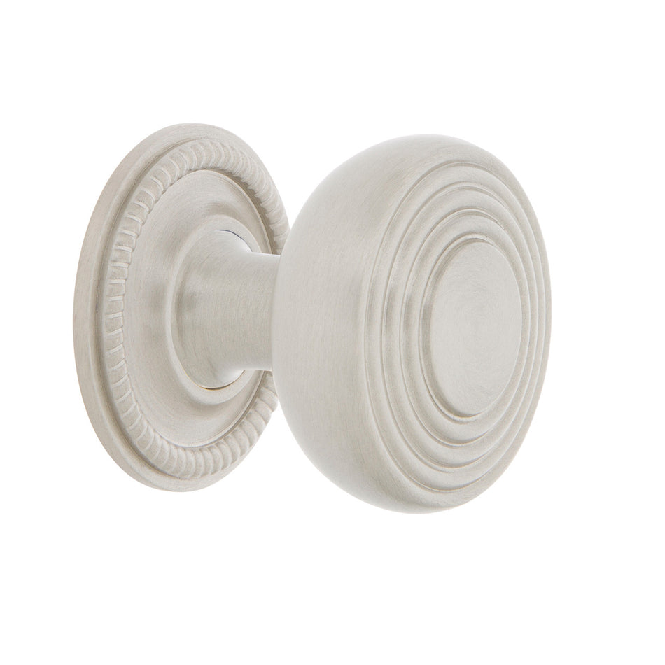 Nostalgic Warehouse 769470: 1-3/8" Deco Cabinet Knob w/Rope Rose - Satin Nickel
