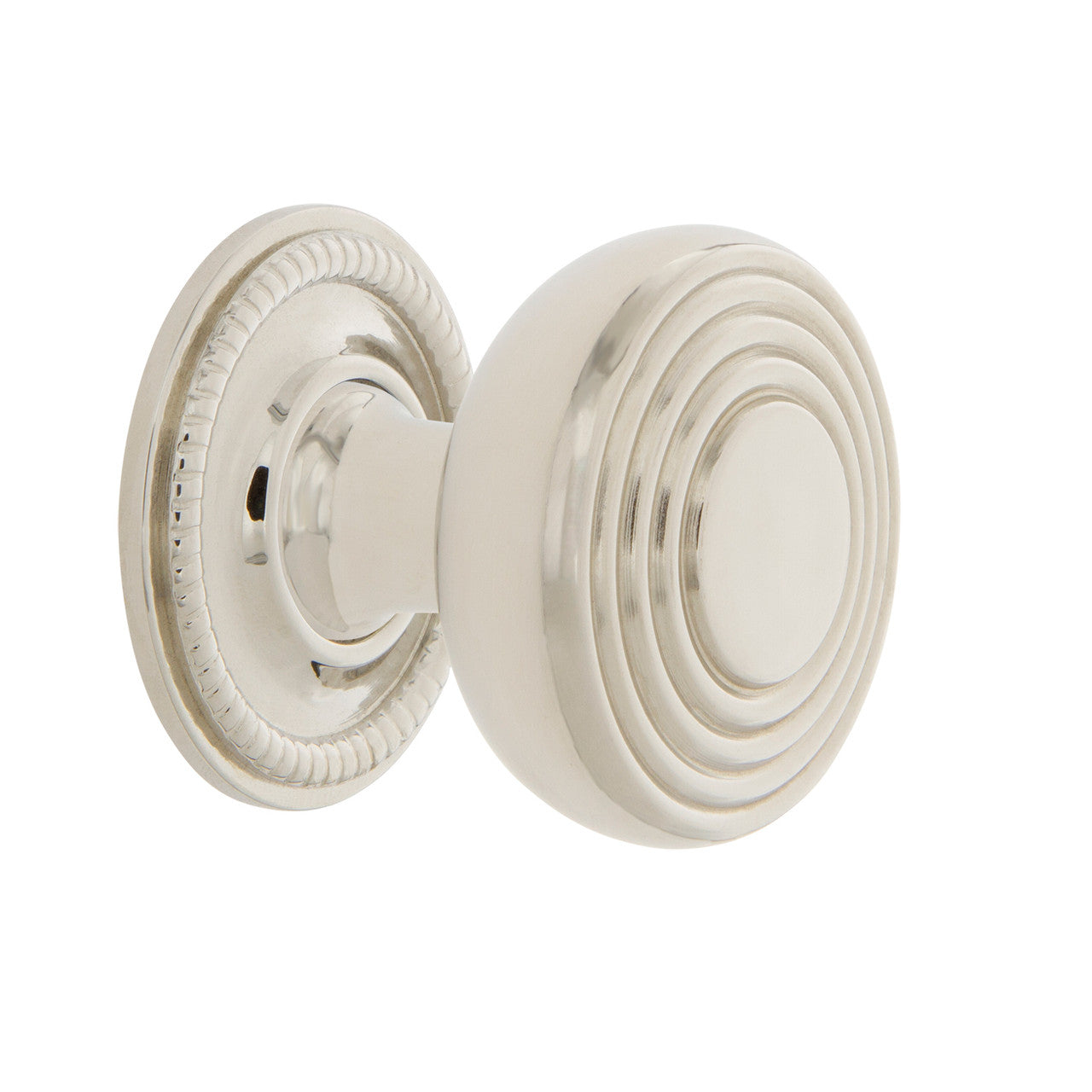 Nostalgic Warehouse 769471: 1-3/8" Deco Cabinet Knob w/Rope Rose - Polished Nickel