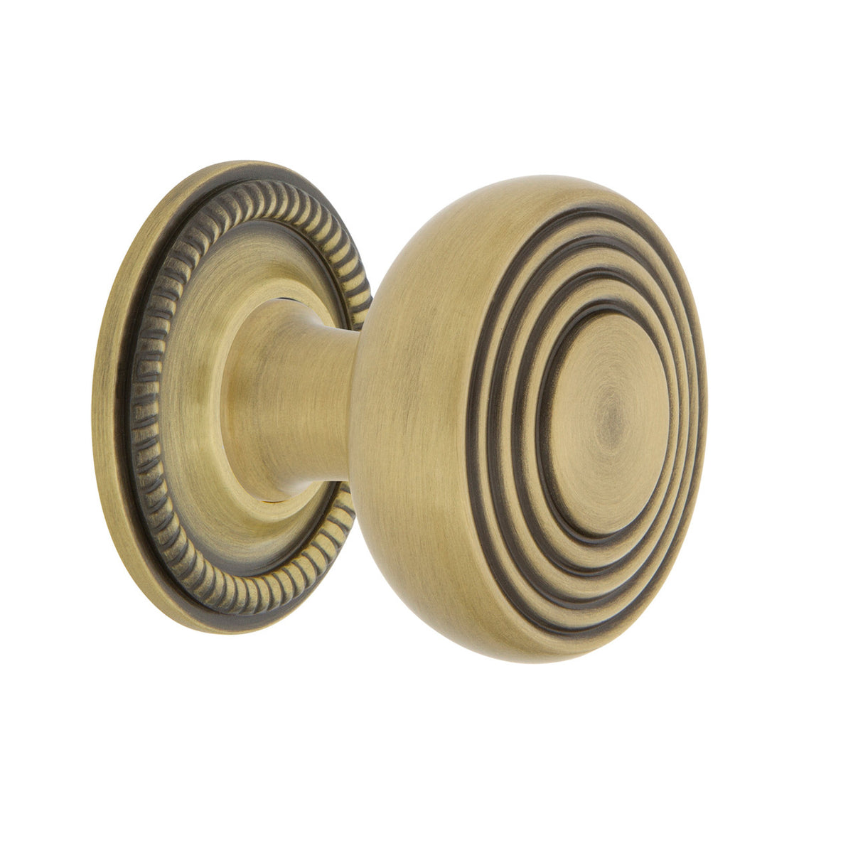 Nostalgic Warehouse 769472: 1-3/8" Deco Cabinet Knob w/Rope Rose - Antique Brass