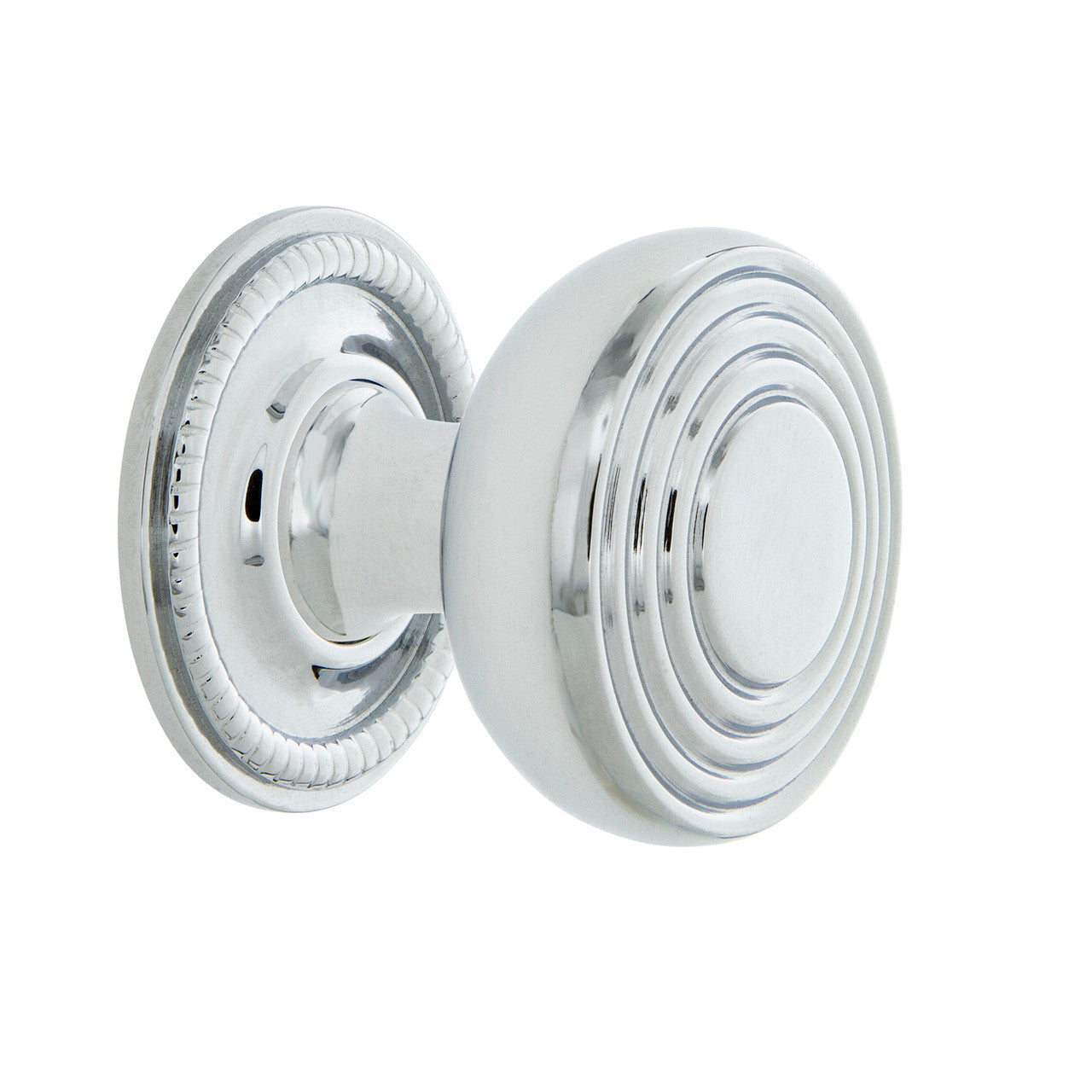 Nostalgic Warehouse 769473: 1-3/8" Deco Cabinet Knob w/Rope Rose - Bright Chrome