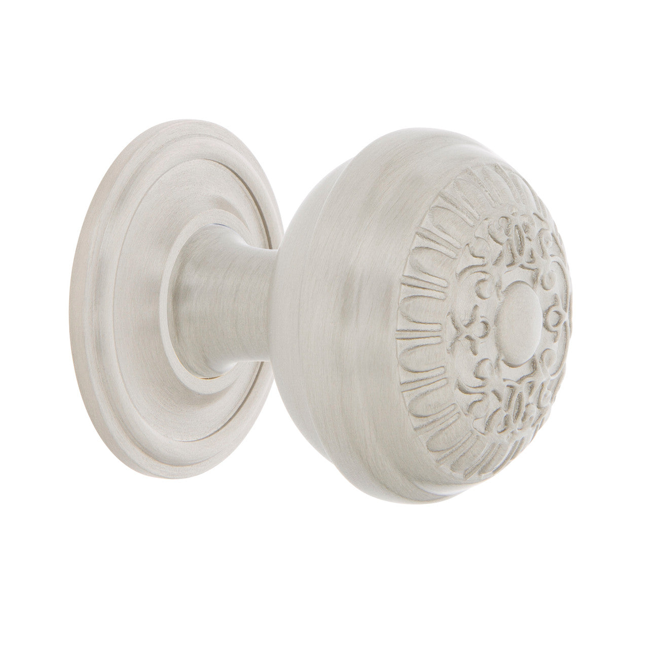 Nostalgic Warehouse 769479: 1-3/8" Egg & Dart Cabinet Knob w/Classic Rose - Satin Nickel