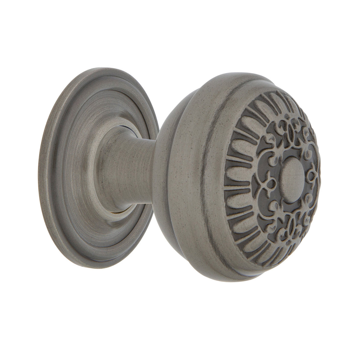 Nostalgic Warehouse 769480: 1-3/8" Egg & Dart Cabinet Knob w/Classic Rose - Antique Pewter