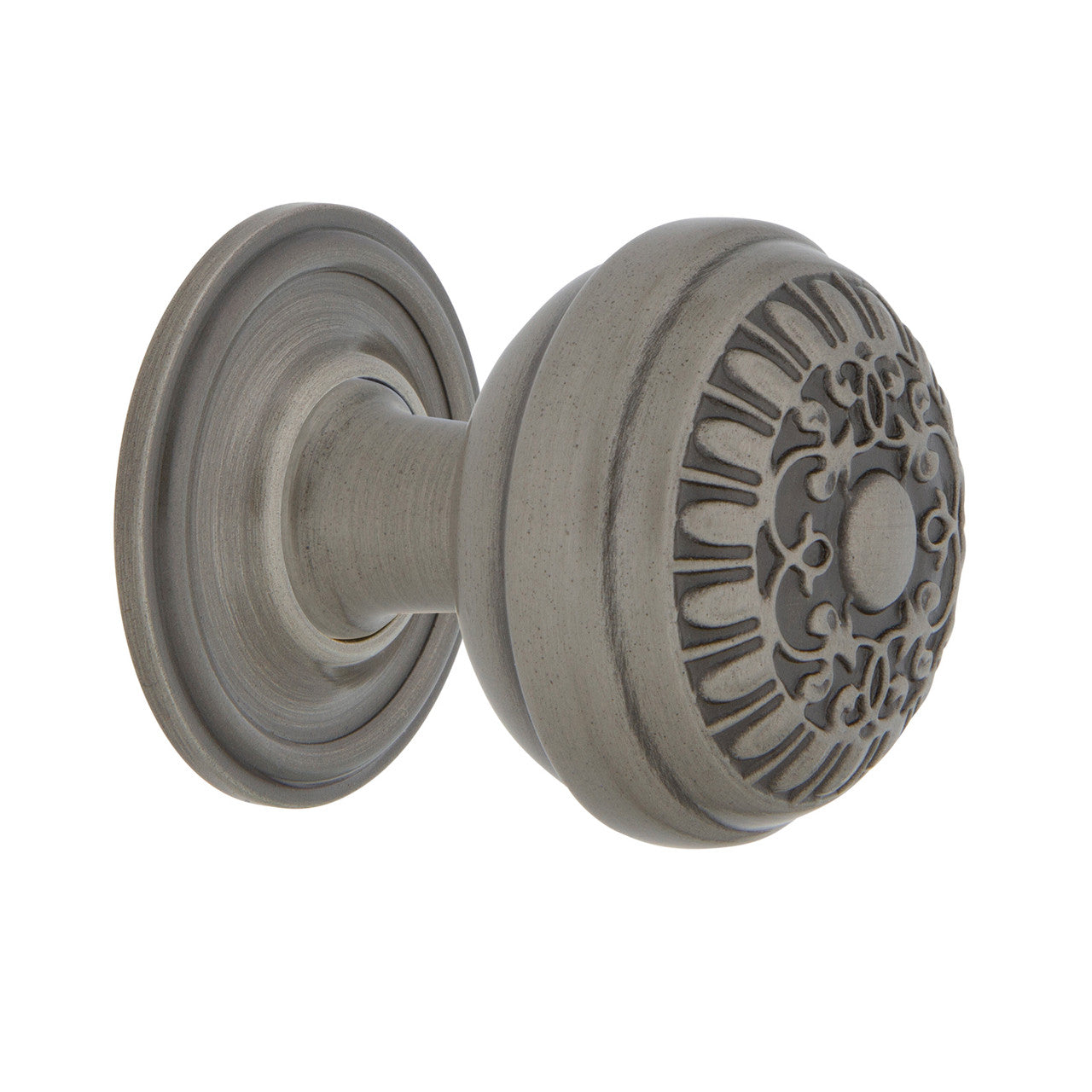 Nostalgic Warehouse 769480: 1-3/8" Egg & Dart Cabinet Knob w/Classic Rose - Antique Pewter