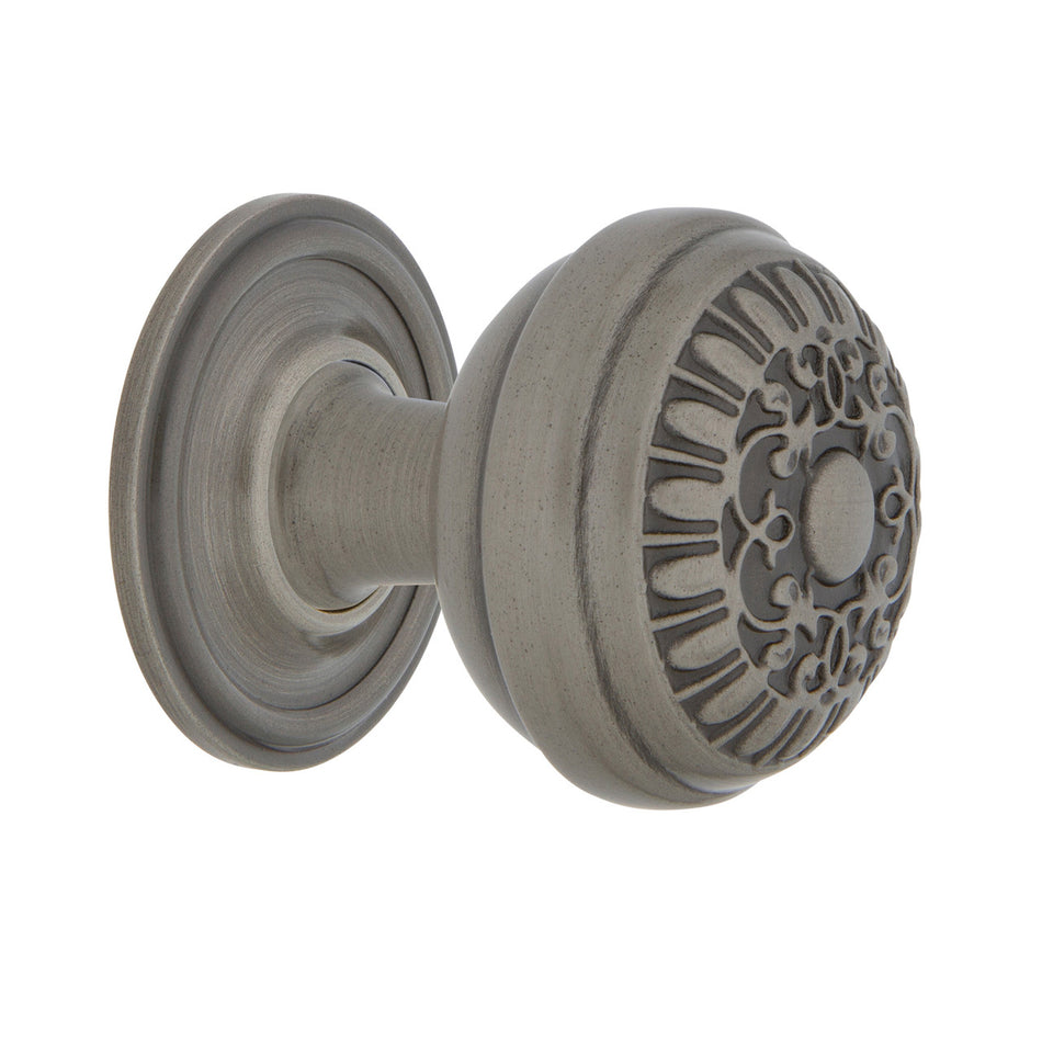 Nostalgic Warehouse 769480: 1-3/8" Egg & Dart Cabinet Knob w/Classic Rose - Antique Pewter