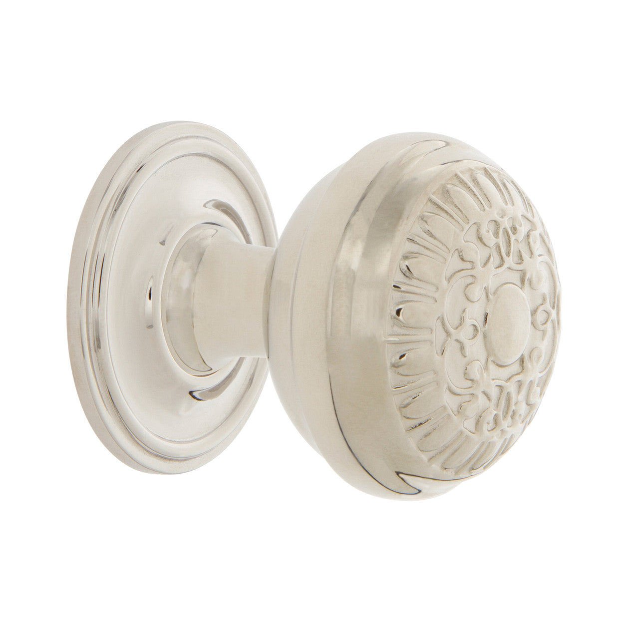 Nostalgic Warehouse 769482: 1-3/8" Egg & Dart Cabinet Knob w/Classic Rose - Polished Nickel