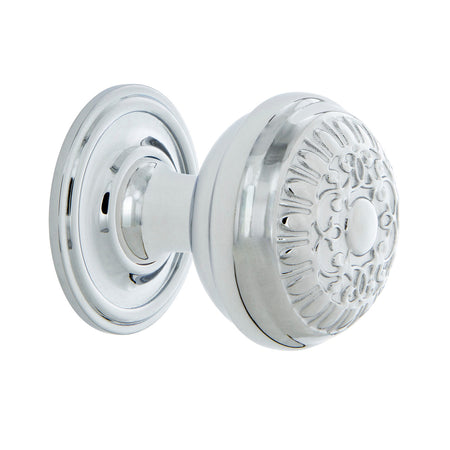 Nostalgic Warehouse 769484: 1-3/8" Egg & Dart Cabinet Knob w/Classic Rose - Bright Chrome