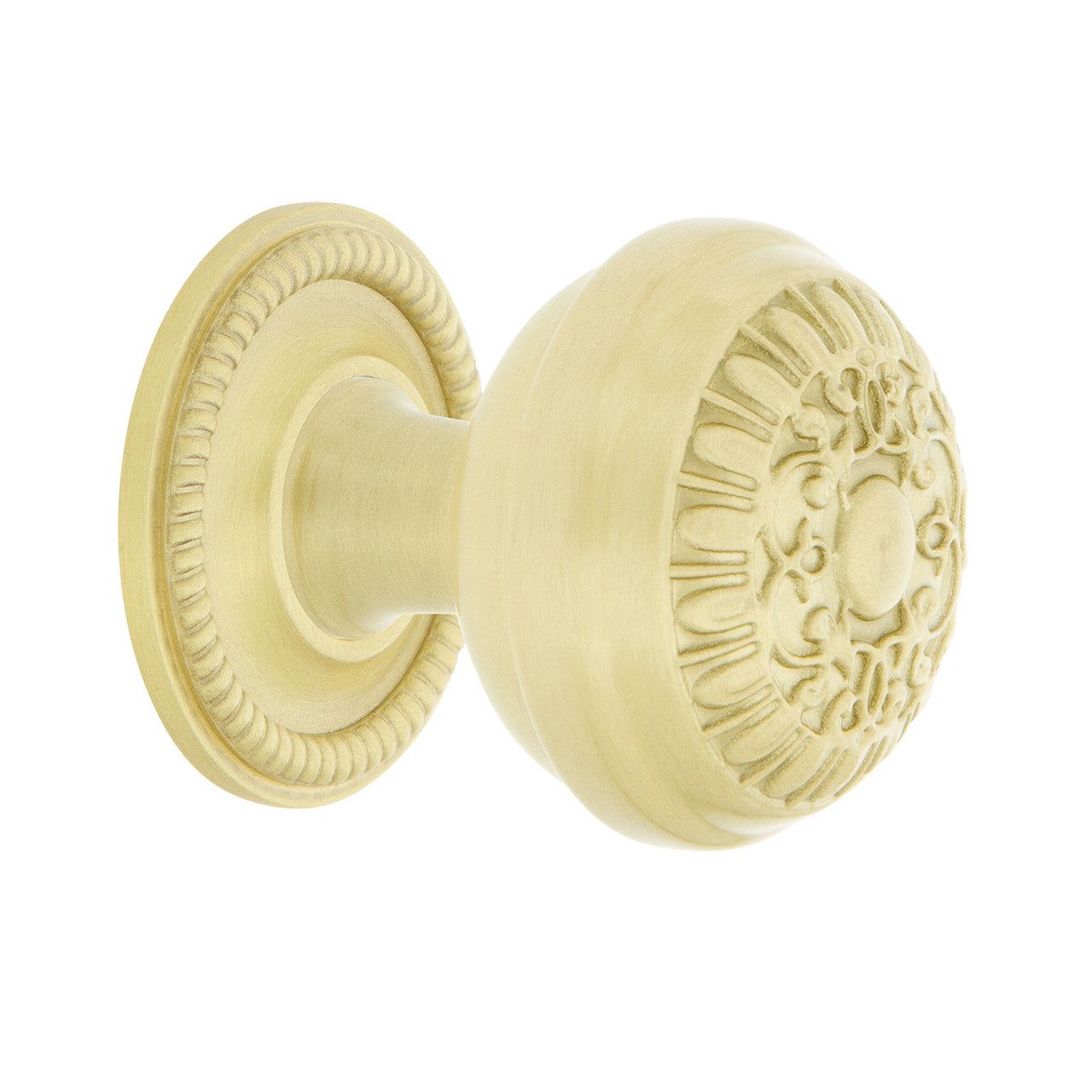 Nostalgic Warehouse 769485: 1-3/8" Egg & Dart Cabinet Knob w/Rope Rose - Satin Brass