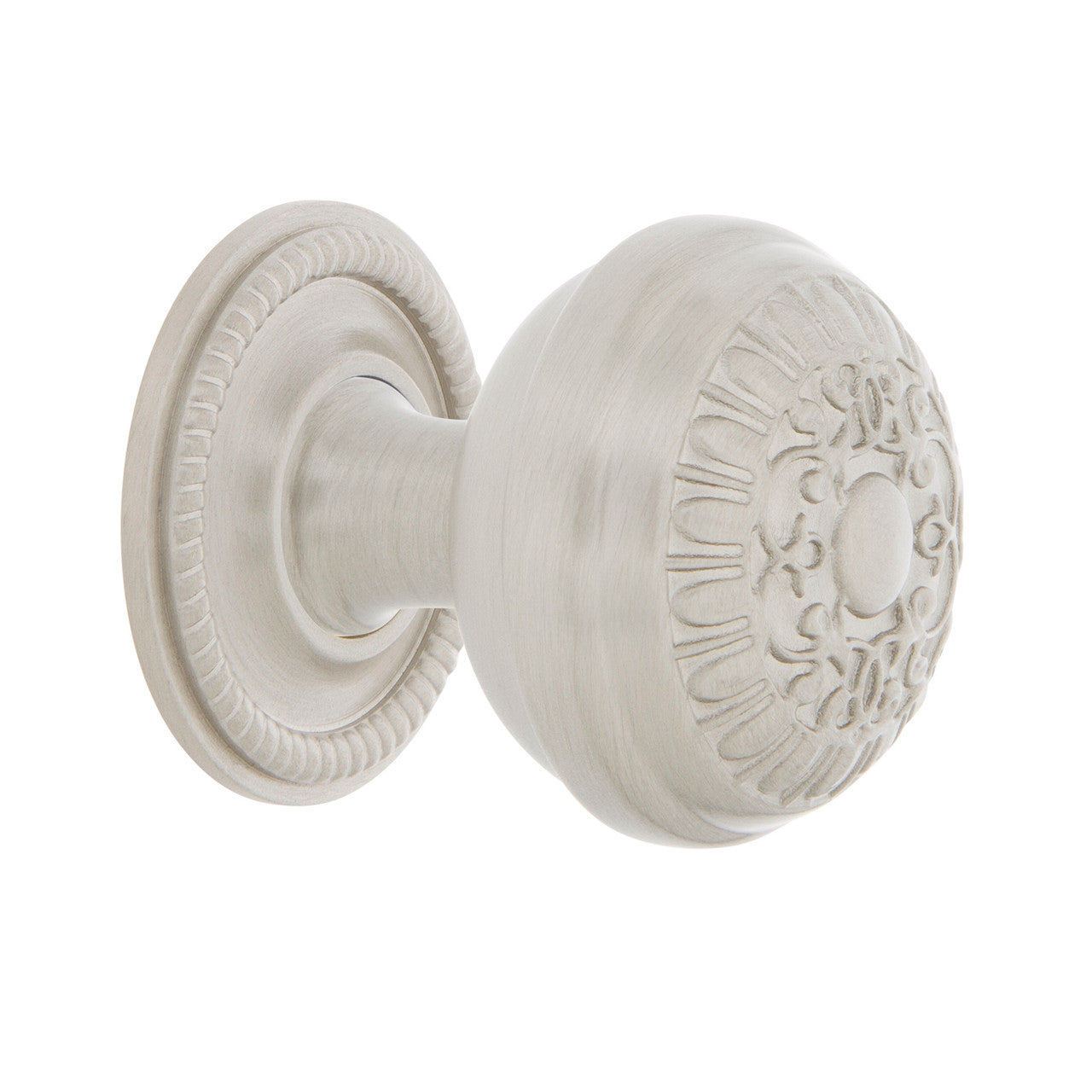 Nostalgic Warehouse 769488: 1-3/8" Egg & Dart Cabinet Knob w/Rope Rose - Satin Nickel