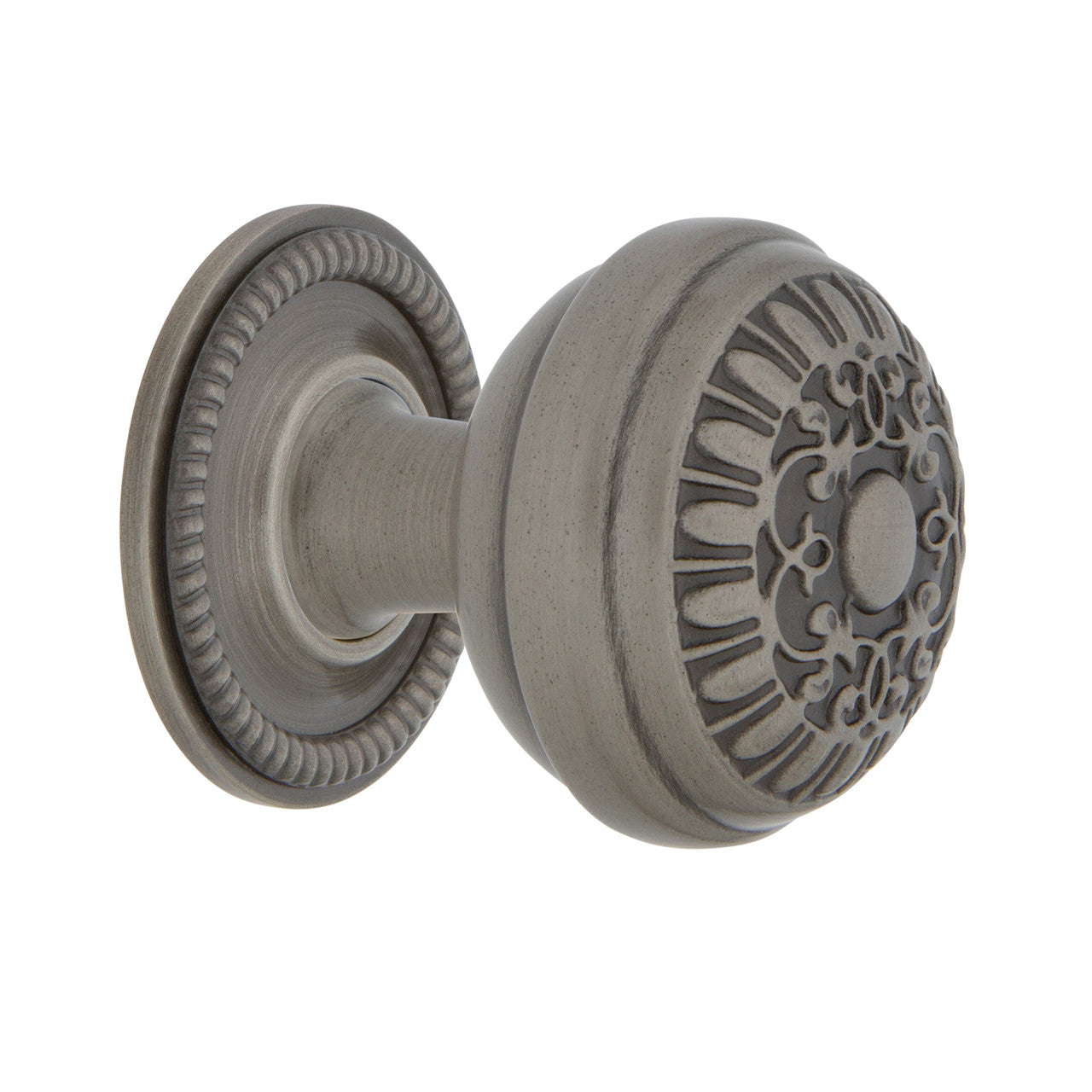 Nostalgic Warehouse 769489: 1-3/8" Egg & Dart Cabinet Knob w/Rope Rose - Antique Pewter