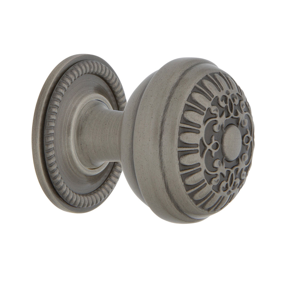Nostalgic Warehouse 769489: 1-3/8" Egg & Dart Cabinet Knob w/Rope Rose - Antique Pewter