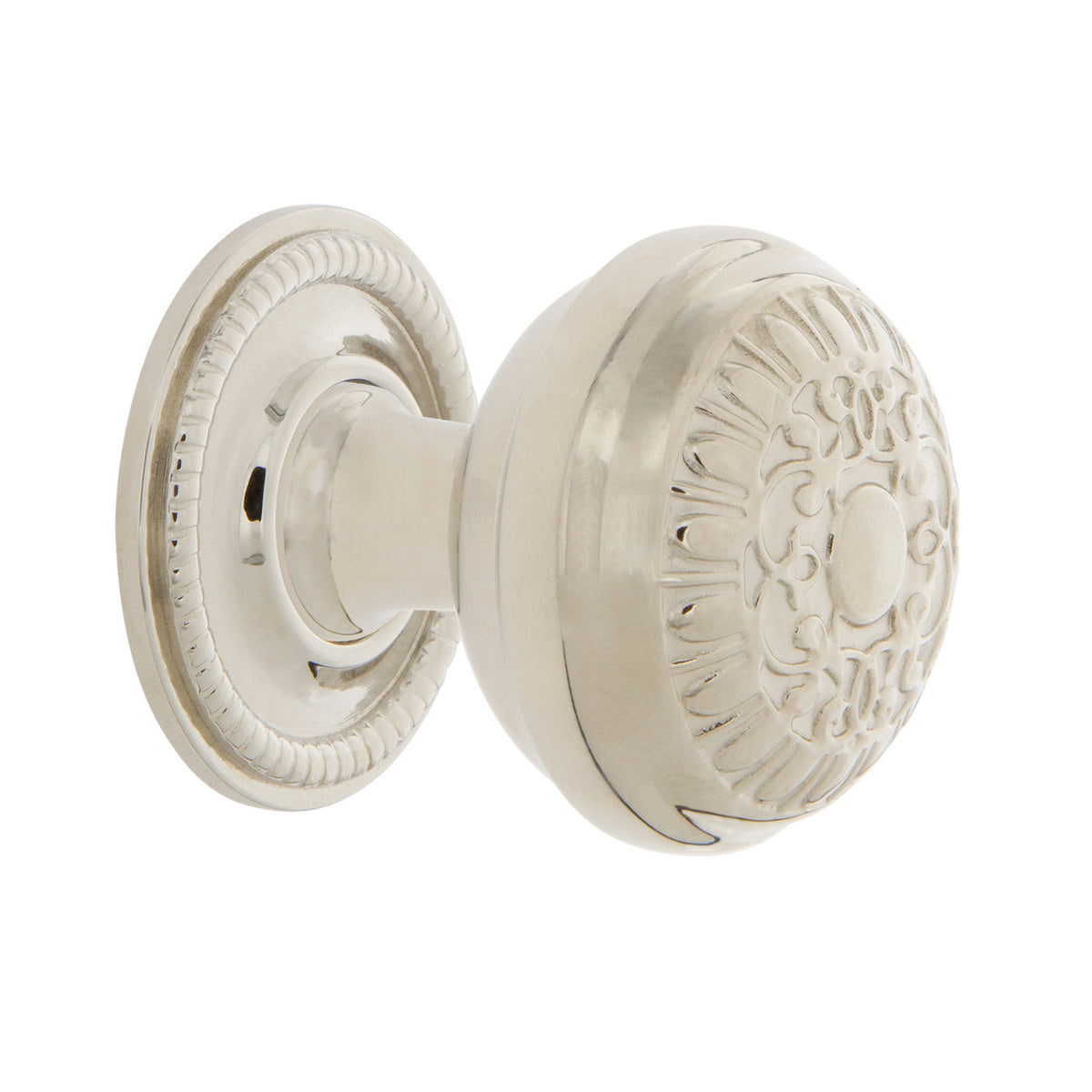 Nostalgic Warehouse 769491: 1-3/8" Egg & Dart Cabinet Knob w/Rope Rose - Polished Nickel